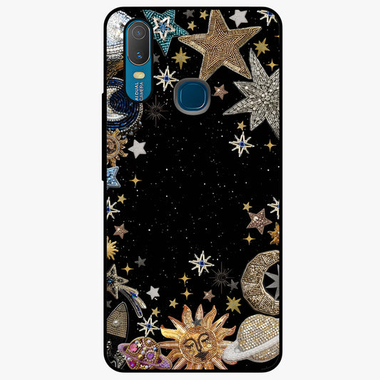 Galactic Jewel Stars Glass Case showing flat back view with sparkling star jewel artwork and glossy glass finish.