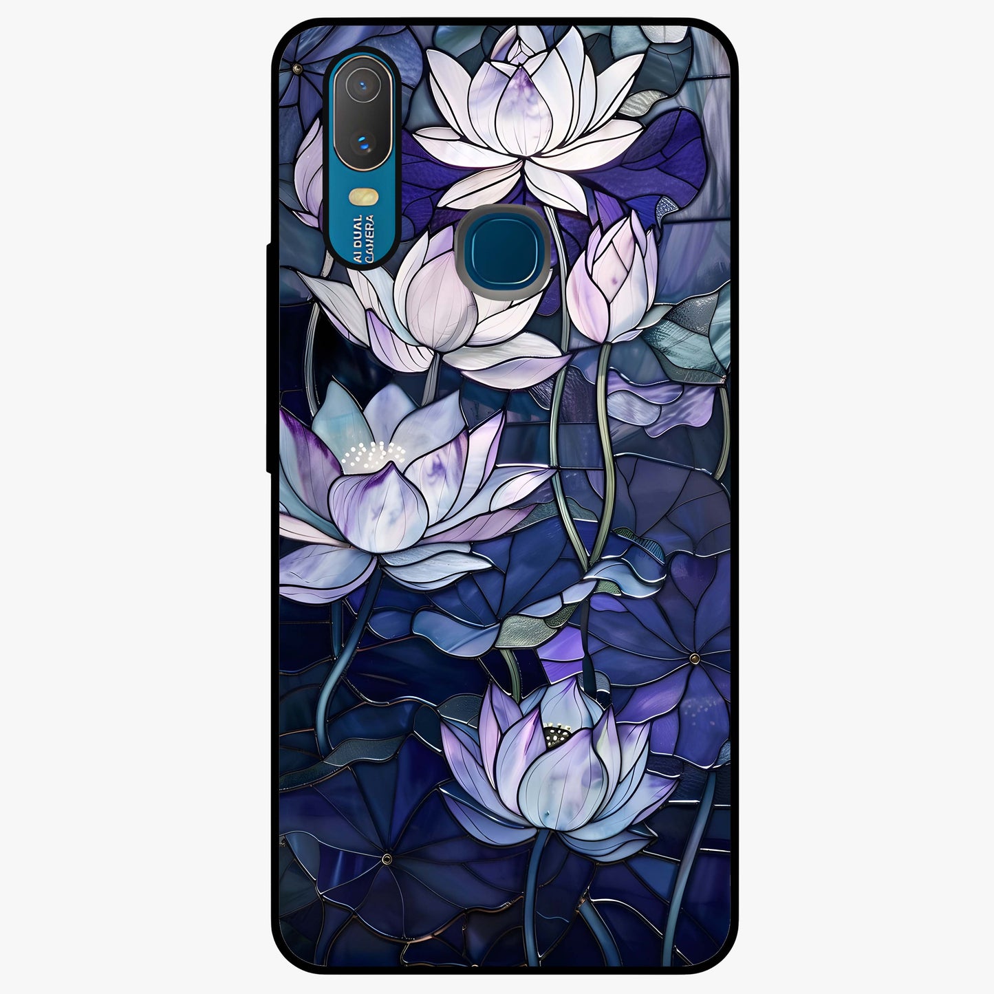 Gloss Petal Rush Glass Case showing flat back view with glossy flower petal artwork and smooth glass finish.