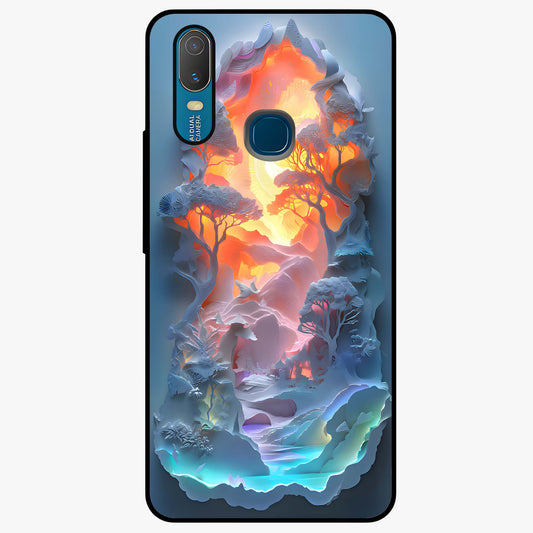 Glow Forest Portal Glass Case showing flat back view with glowing forest portal artwork and glossy glass finish.
