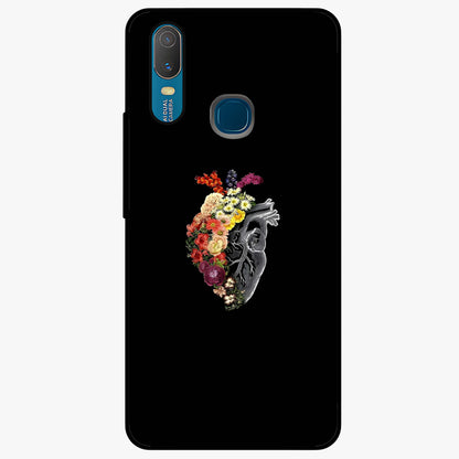 Heart With Flowers Glass Case showing flat back view with heart shaped floral artwork and glossy glass finish.