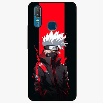 Kakashi Scarlet Shadow Glass Case showing flat back view with powerful anime ninja artwork and glossy glass finish.