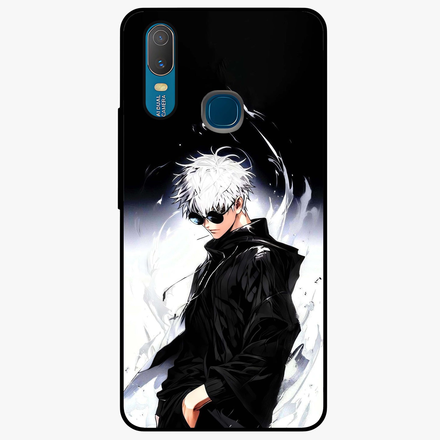 Limitless Shadow King Glass Case showing flat back view with powerful shadow warrior artwork and glossy glass finish.