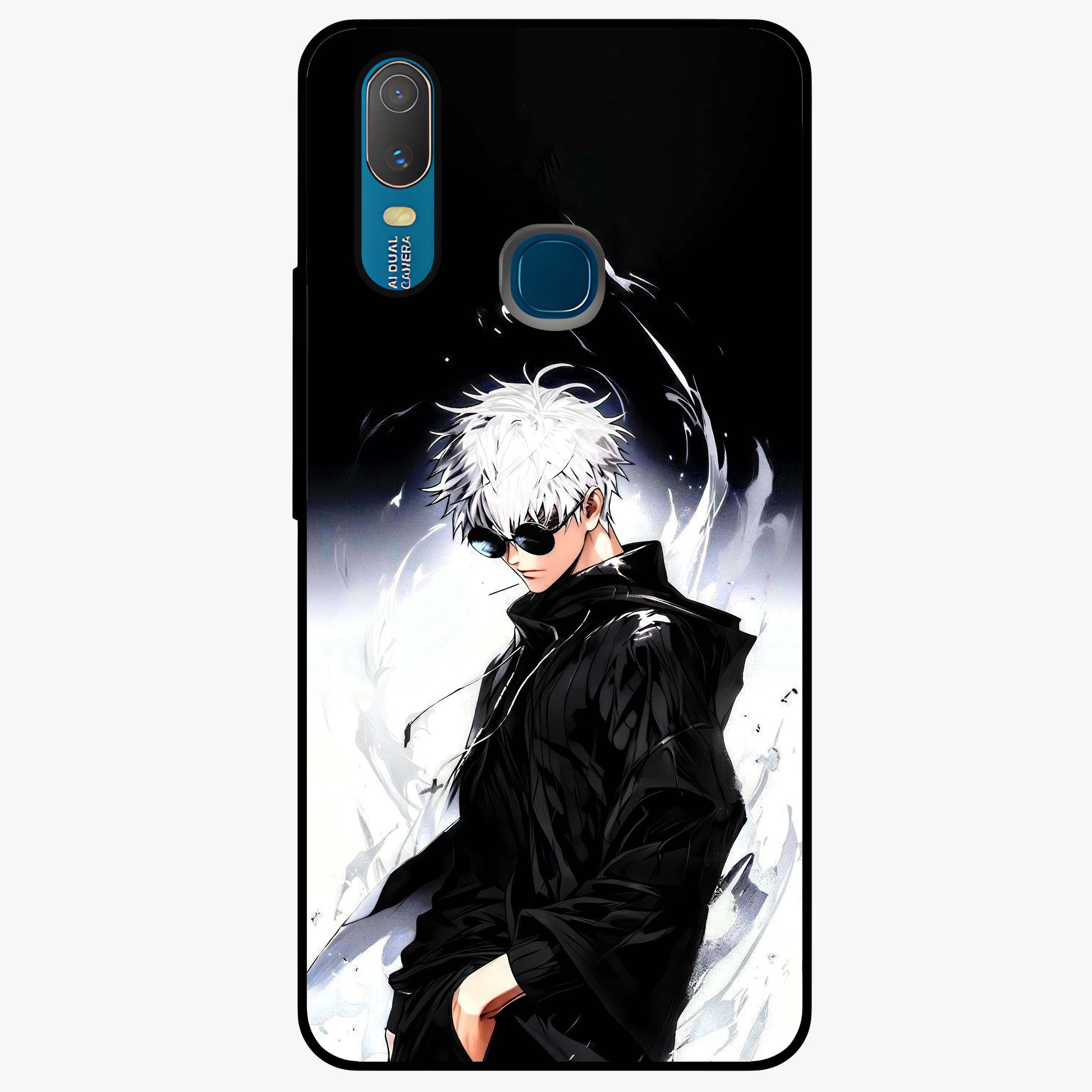 Limitless Shadow King Glass Case showing flat back view with powerful shadow warrior artwork and glossy glass finish.