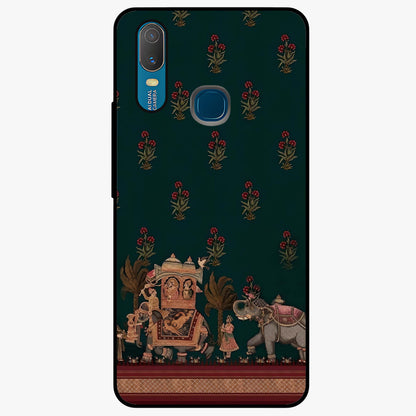 Macmerise Glass Case showing flat back view with stylish modern artwork and glossy glass finish.