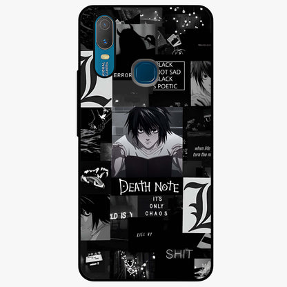 Midnight Chaos Mind Glass Case showing flat back view with abstract dark themed artwork and glossy glass finish.