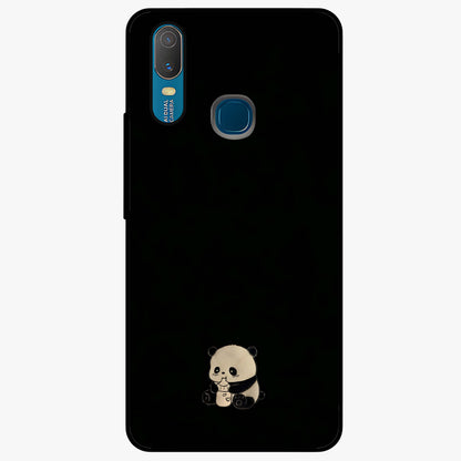 Midnight Panda Love Glass Case showing flat back view with cute panda themed artwork and glossy glass finish.