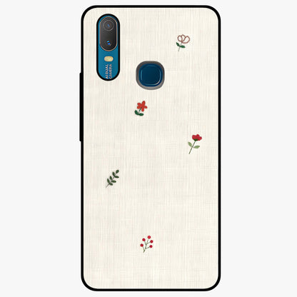 Minimal Petal Whispers Glass Case showing flat back view with soft minimal floral artwork and glossy glass finish.