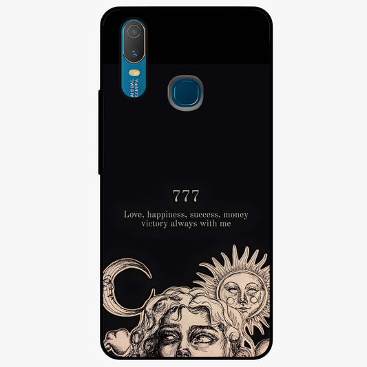 Mystic Victory Aura Glass Case showing flat back view with victory symbol artwork and glossy glass finish.