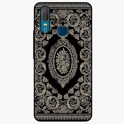 Noir Bloom Elegance Glass Case showing flat back view with elegant dark floral artwork and glossy glass finish.
