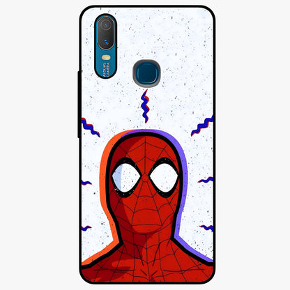 Omg Spiderman Glass Case showing flat back view with bold superhero inspired artwork and glossy glass finish.