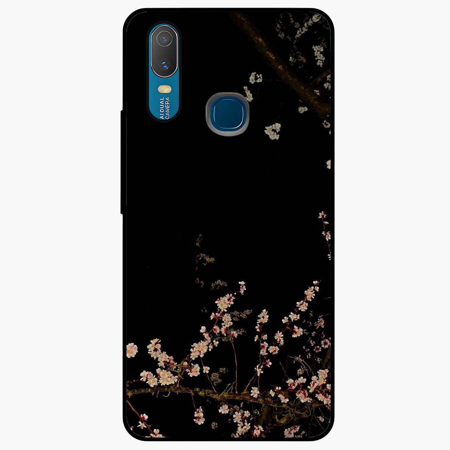Petal Moon Light With Custom Name Glass Case showing flat back view with floral moonlight artwork and personalized name design.