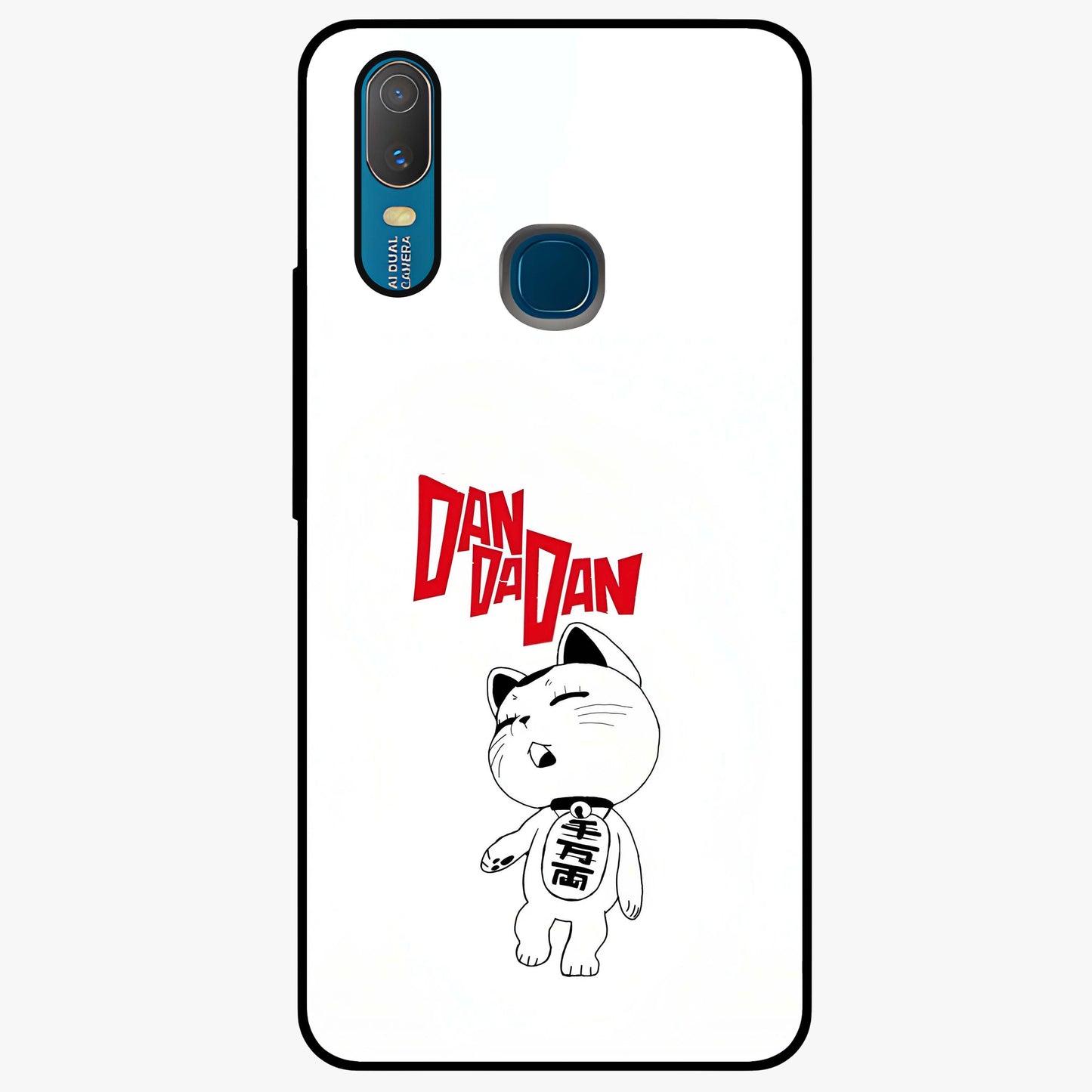 Playful Spirit Charm Glass Case showing flat back view with cheerful charm themed artwork and glossy glass finish.