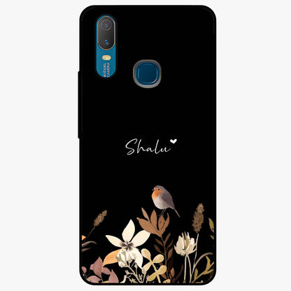 Quiet Garden Tune Custom Name Glass Case showing flat back view with peaceful garden artwork and personalized name design.