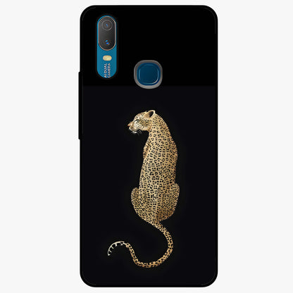 Regal Leopard Glass Case showing flat back view with bold leopard artwork and glossy glass finish.
