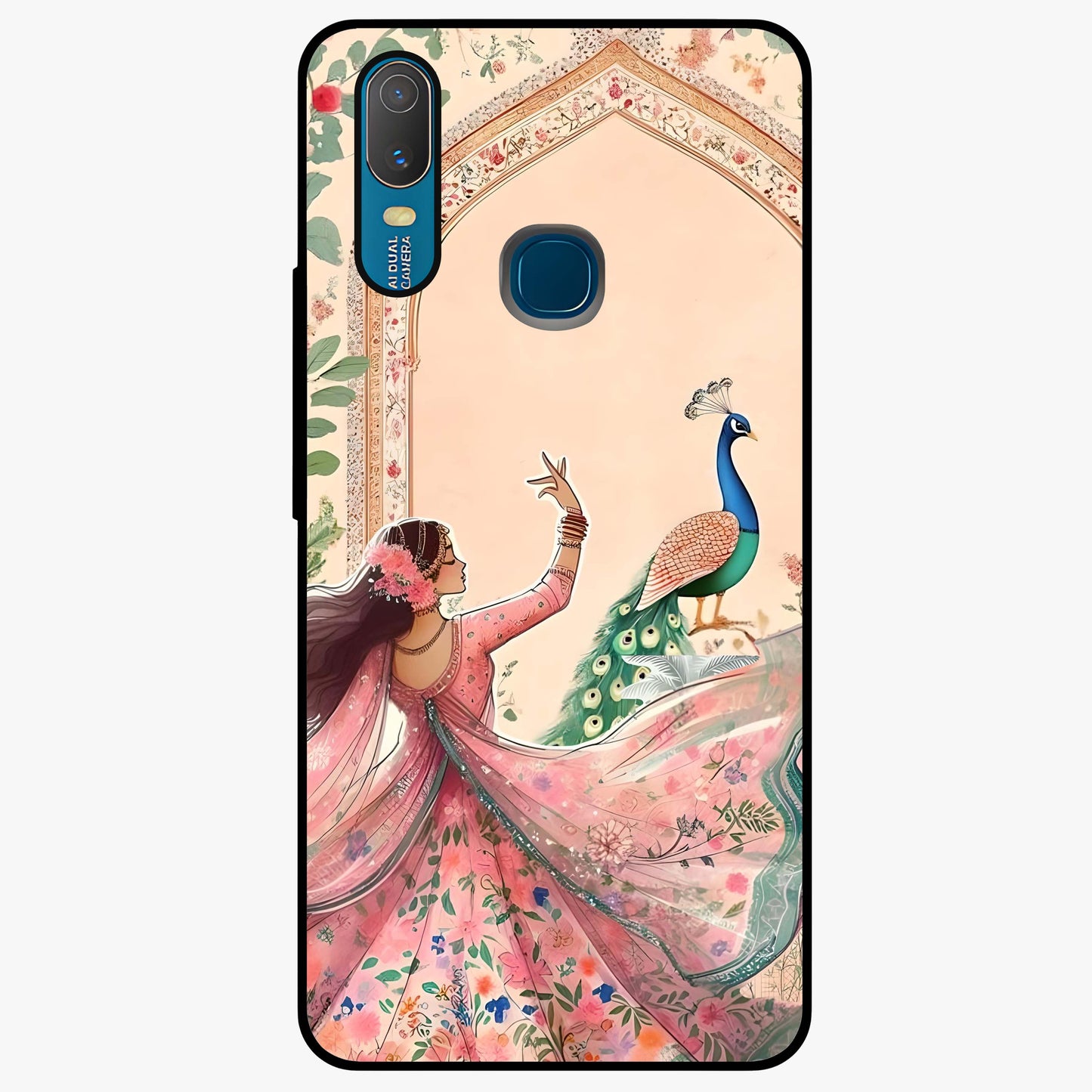 Royal Grace Muse Glass Case showing flat back view with elegant artistic artwork and glossy glass finish.