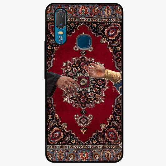 Royal Touch Reach Glass Case showing flat back view with elegant royal themed artwork and glossy glass finish.