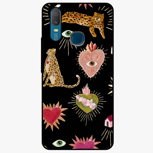 Sacred Jungle Heart Glass Case showing flat back view with jungle inspired heart artwork and glossy glass finish.
