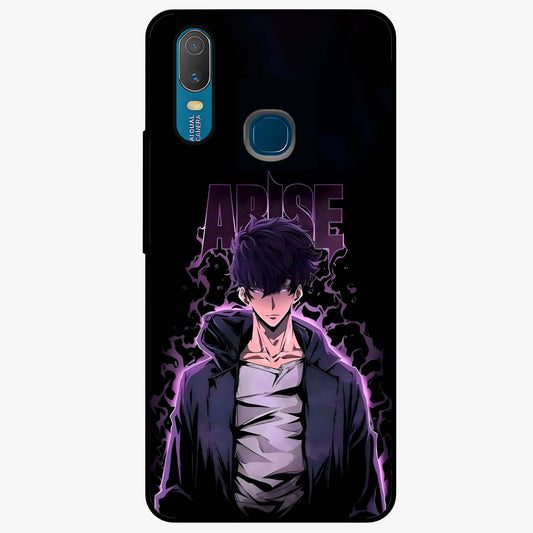 Shadow Monarch Awakening Glass Case showing flat back view with powerful dark monarch themed artwork and glossy glass finish.