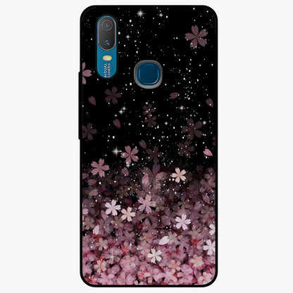 Small Starry Flowers Glass Case showing flat back view with delicate starry floral artwork and glossy glass finish.