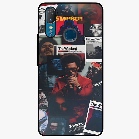 The Weeknd Glass Case showing flat back view with music inspired artistic portrait artwork and glossy glass finish.