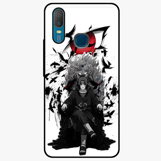 Uchiha Shadow Throne Glass Case showing flat back view with cosmic underwater themed artwork and glossy glass finish.