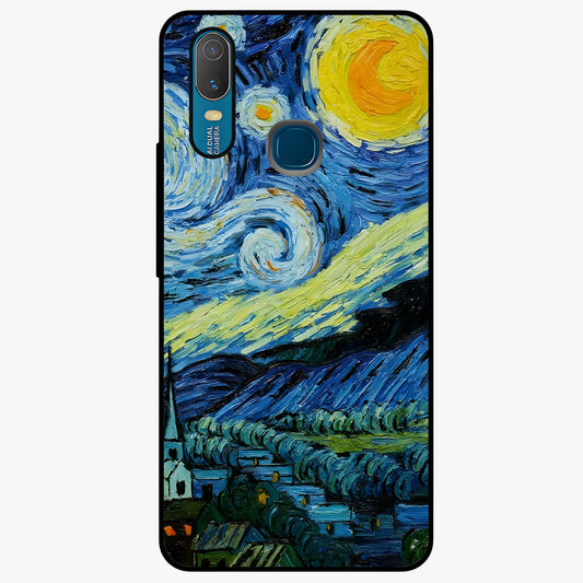 Van Gogh Art Glass Case showing flat back view with classic painterly artwork inspired by Van Gogh style and glossy glass finish.
