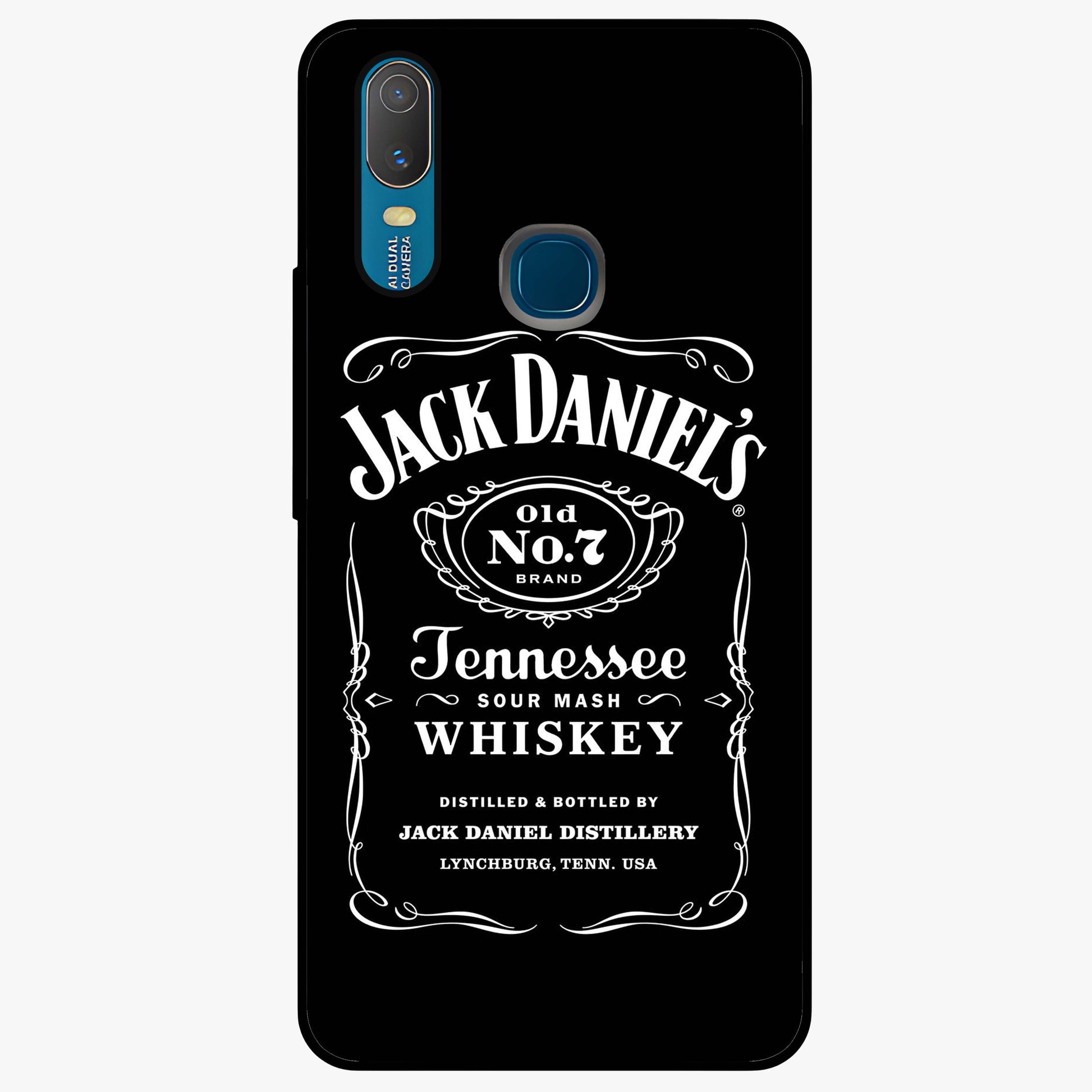 Vintage Whiskey Heritage Glass Case showing flat back view with classic whiskey inspired artwork and glossy glass finish.