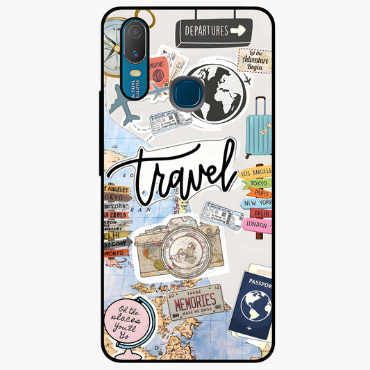 Wanderlust Journal Glass Case showing flat back view with travel inspired artwork and glossy glass finish.