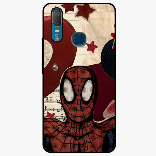 Web Warrior Vibes Glass Case showing flat back view with superhero inspired web themed artwork and glossy glass finish.