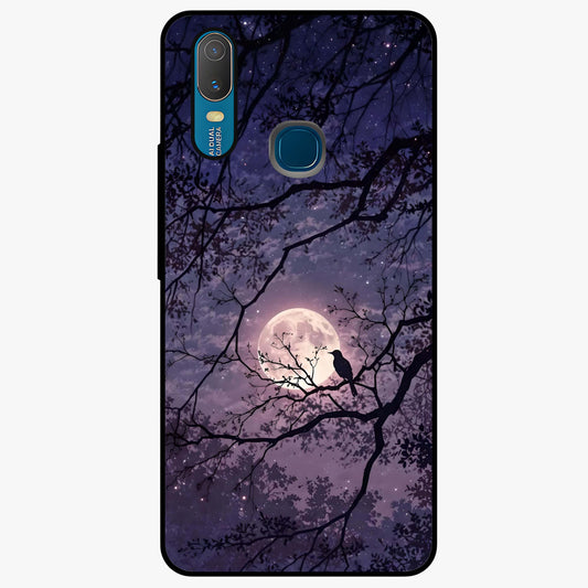 Whispering Moon Silence Glass Case showing flat back view with serene moon themed artwork and glossy glass finish.