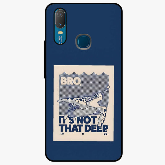 Worry Less Swim Glass Case showing flat back view with playful motivational artwork and glossy glass finish.