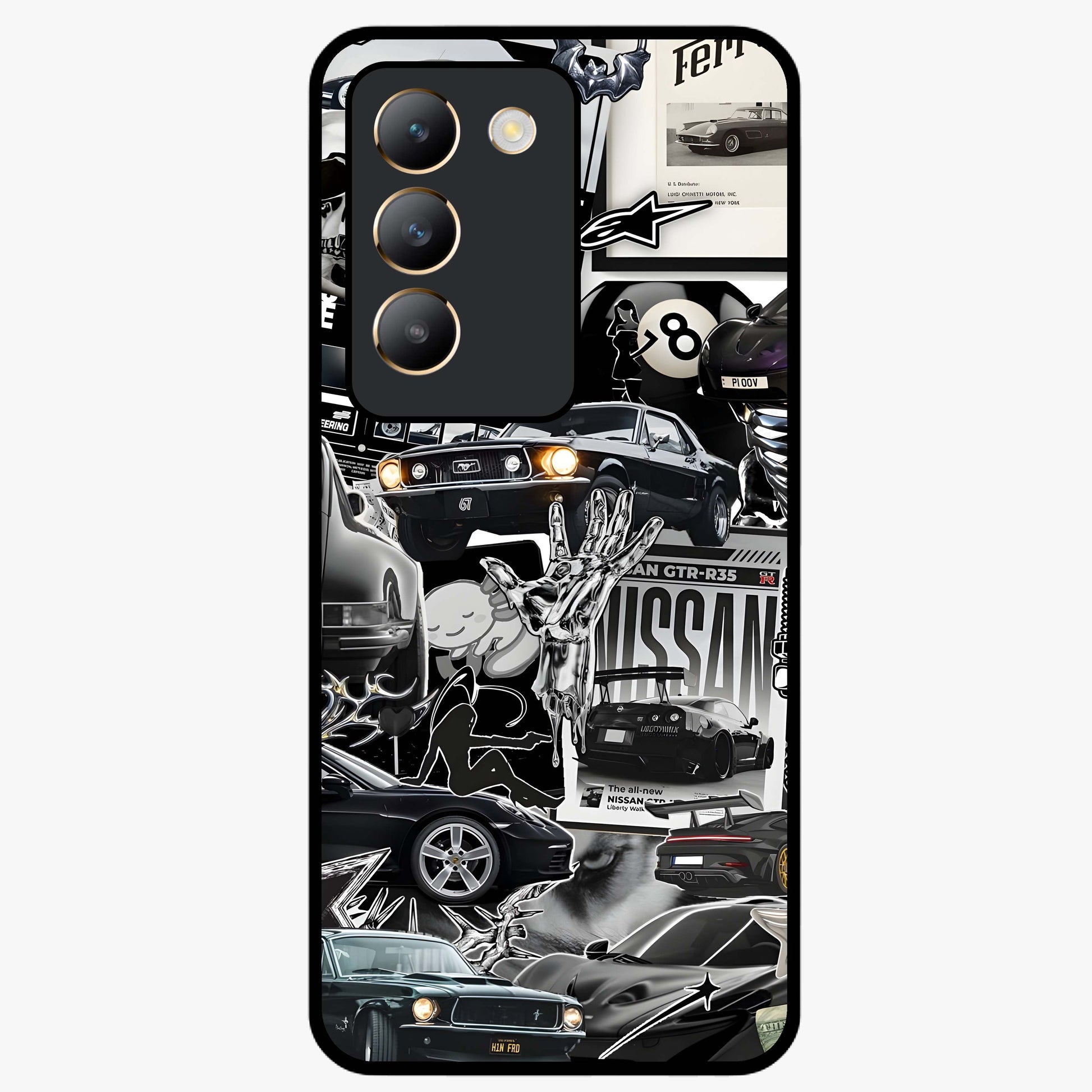 Aesthetic Dark Love Glass Case showing flat back view with dark romantic artwork and glossy glass finish.