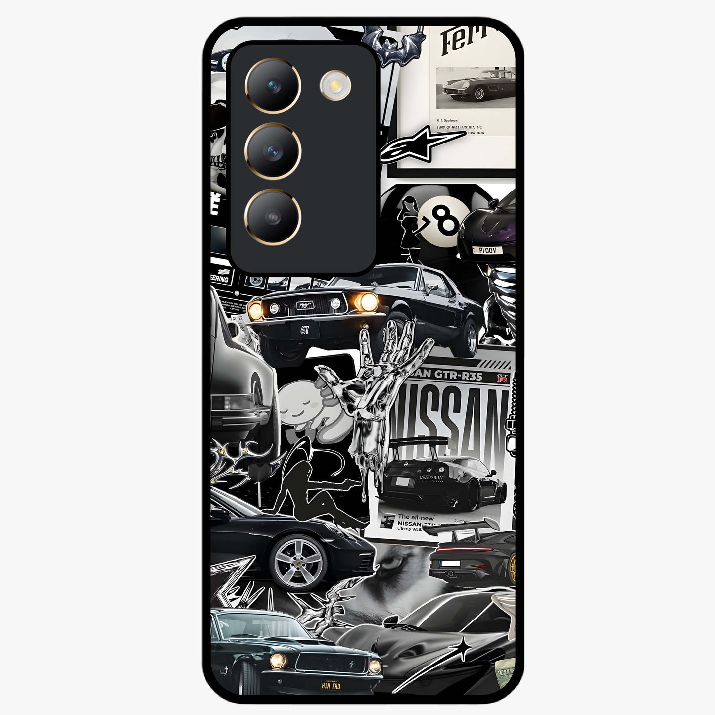 Aesthetic Dark Love Glass Case showing flat back view with dark romantic artwork and glossy glass finish.