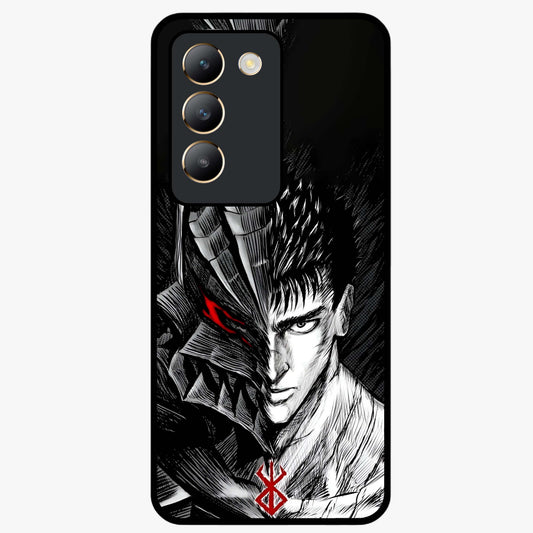 Berserker Blood Oath Glass Case showing flat back view with fierce warrior inspired artwork and glossy glass finish.