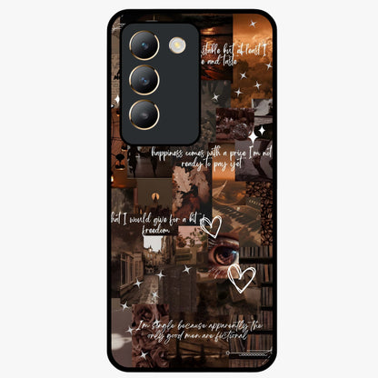 Bittersweet Aesthetic Chaos Glass Case showing flat back view with artistic chaotic aesthetic design and glossy glass finish.