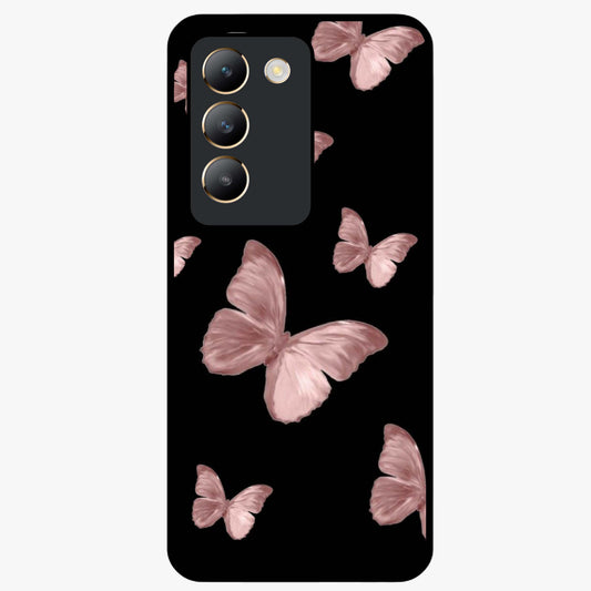 Butterfly Pattern Glass Case showing flat back view with elegant butterfly pattern artwork and glossy glass finish.