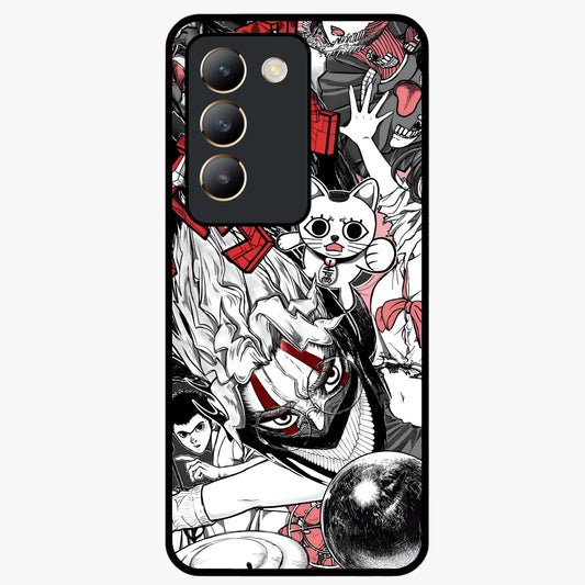 Crimson Chaos Panel Glass Case showing flat back view with bold crimson abstract artwork and glossy glass finish.