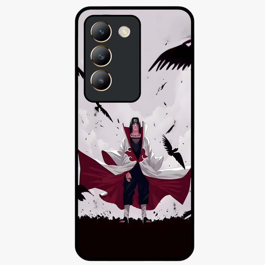 Crimson Crow Ascension Glass Case showing flat back view with mystical crow artwork and glossy glass finish.