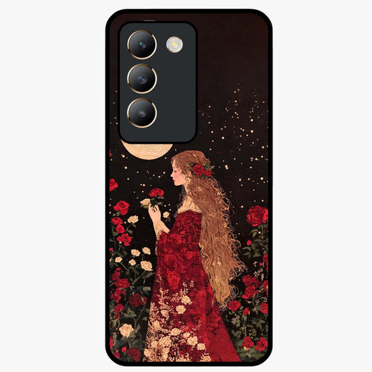 Crimson Dreams Glass Case showing flat back view with dreamy crimson artwork and glossy glass finish.