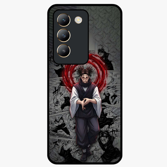 Cursed Ritual Ascension Glass Case showing flat back view with dark ritual themed artwork and glossy glass finish.