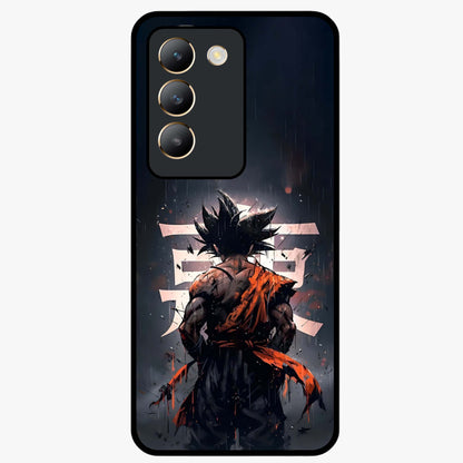 Dark Warrior In Rain Glass Case showing flat back view with warrior artwork in rainy atmosphere and glossy glass finish.