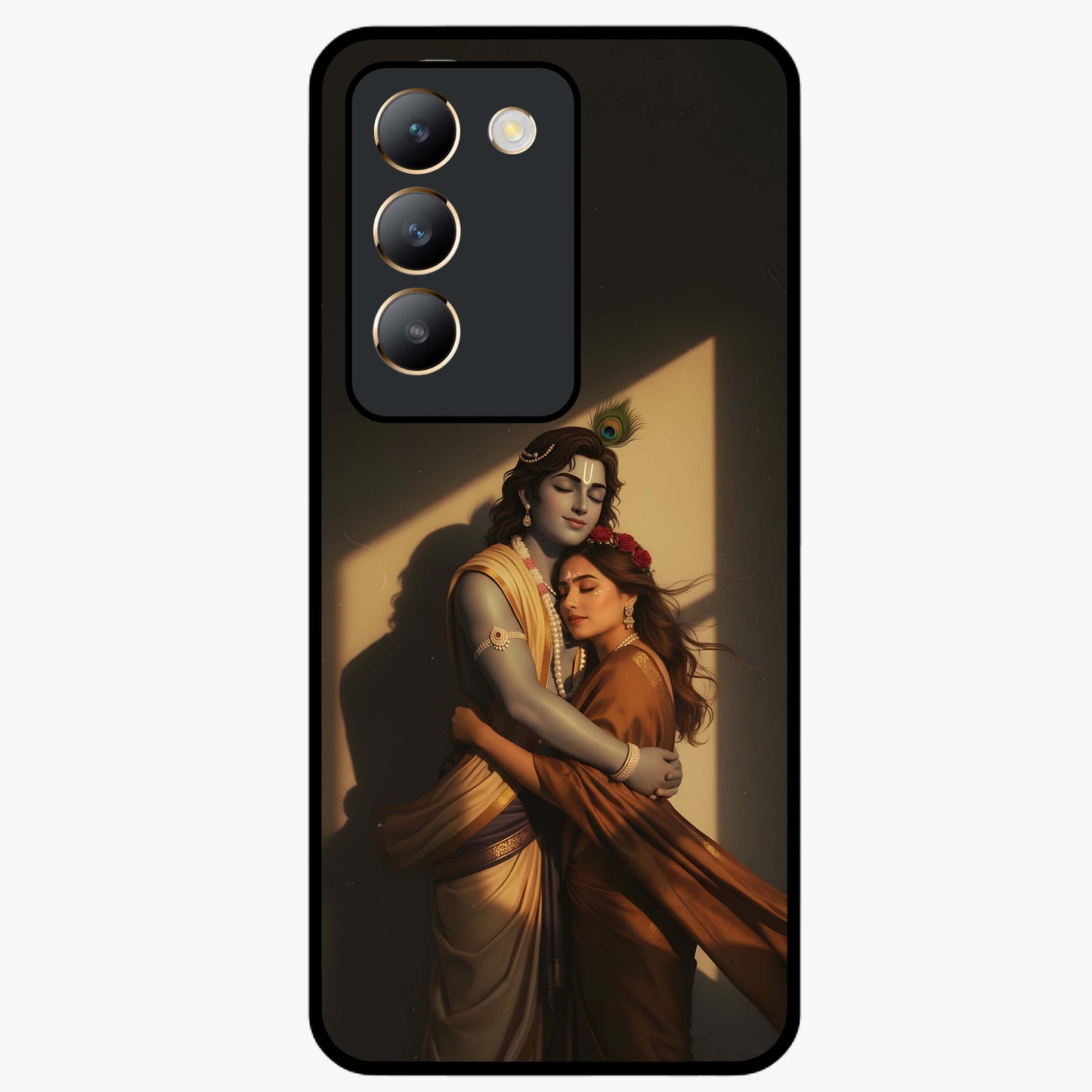 Divine Eternal Love Glass Case showing flat back view with spiritual love themed artwork and glossy glass finish.