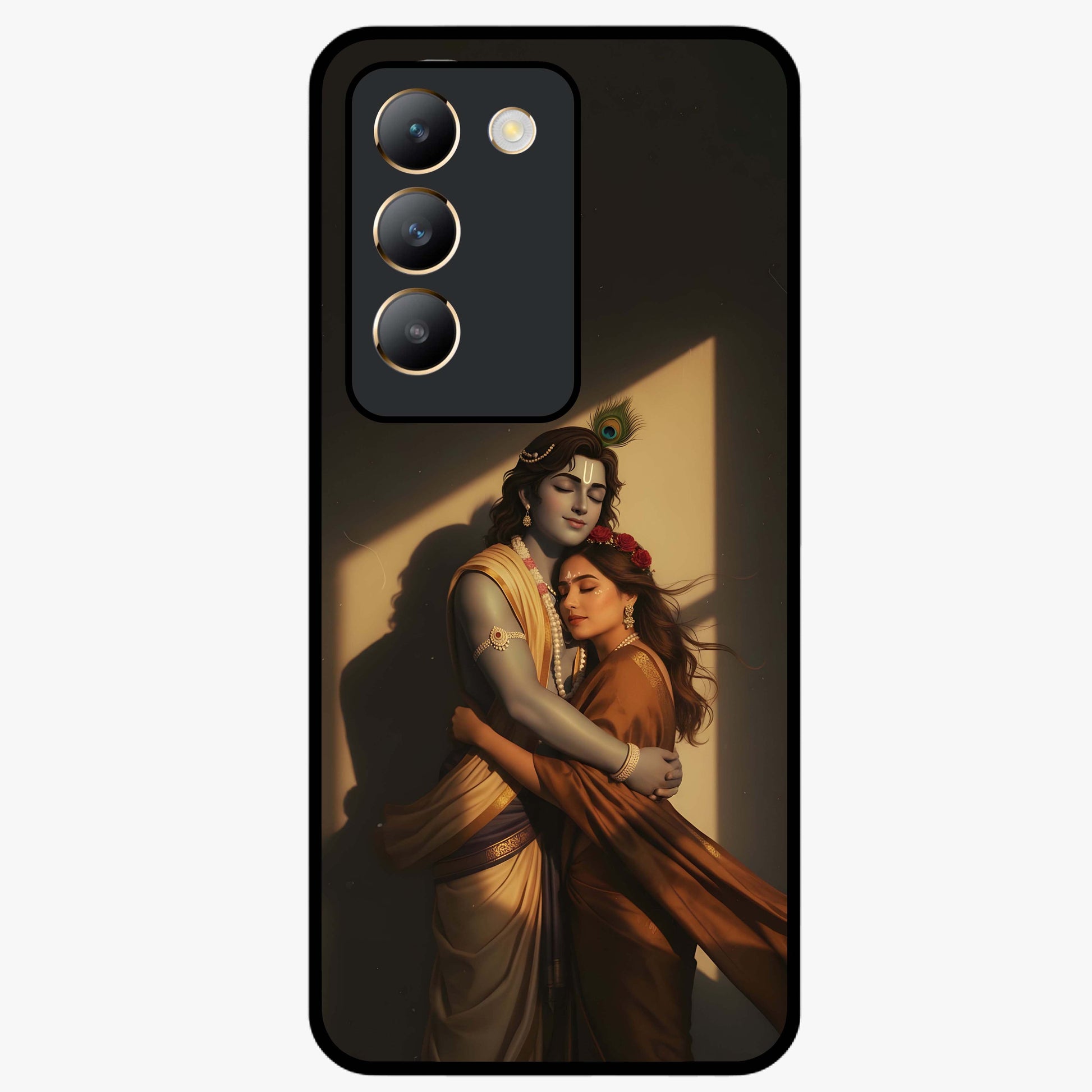Divine Eternal Love Glass Case showing flat back view with spiritual love themed artwork and glossy glass finish.