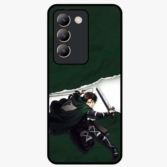 Emerald War Vanguard Glass Case showing flat back view with powerful warrior themed artwork and glossy glass finish.
