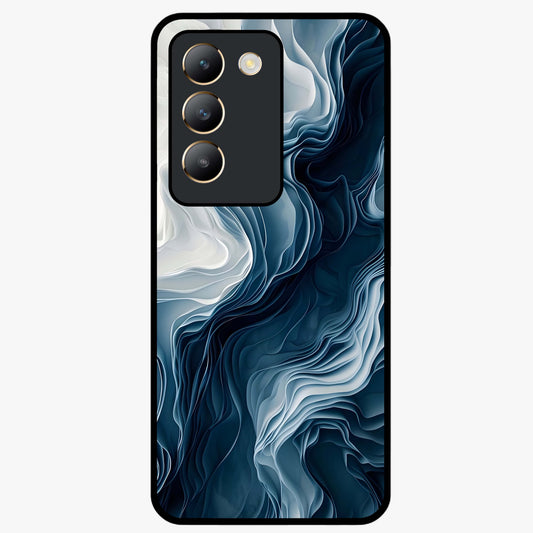 Ethereal Paper Marble Glass Case showing flat back view with soft marble paper texture artwork and glossy glass finish.