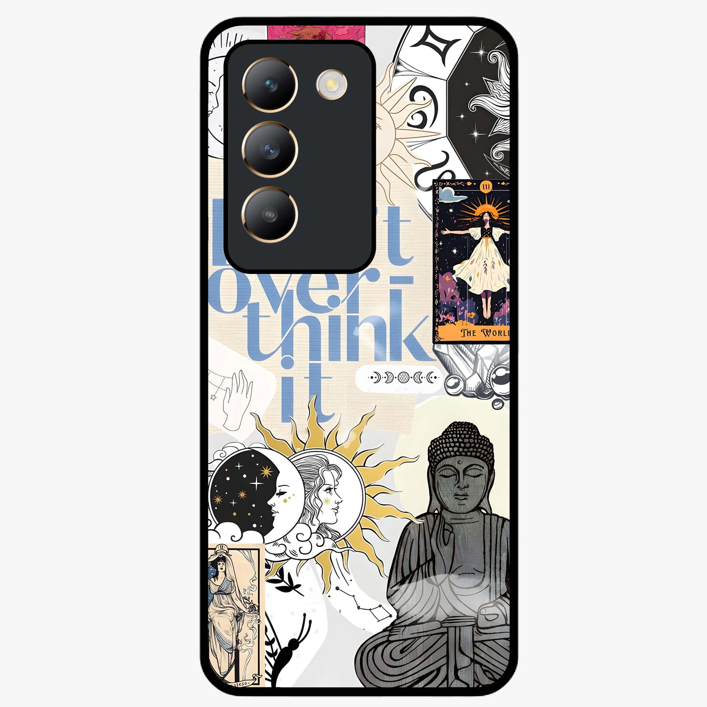 Ethereal Thoughts Glass Case showing flat back view with dreamy artistic artwork and glossy glass finish.