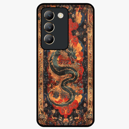 Inferno Dragon Soul Glass Case showing flat back view with fiery dragon artwork and glossy glass finish.