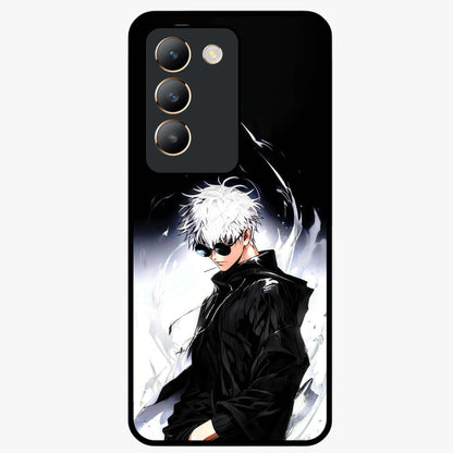 Limitless Shadow King Glass Case showing flat back view with powerful shadow warrior artwork and glossy glass finish.