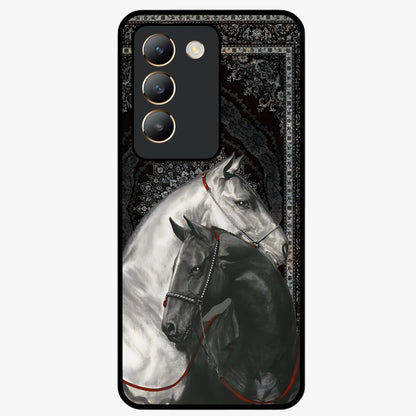 Majestic Ride Legacy Glass Case showing flat back view with powerful automotive inspired artwork and glossy glass finish.