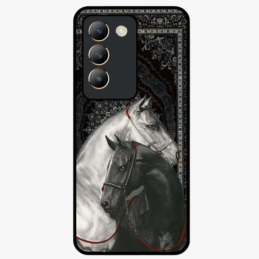 Majestic Ride Legacy Glass Case showing flat back view with powerful automotive inspired artwork and glossy glass finish.